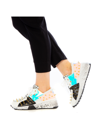 Дамски спортни обувки, Дамски спортни обувки Duncan бели със сребристо - Kalapod.bg